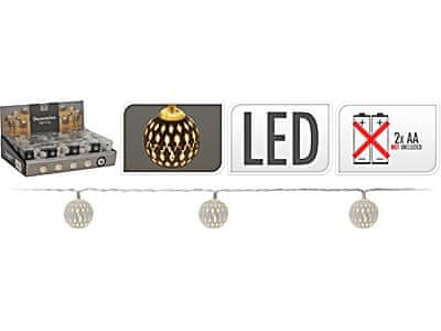 ModernHome Světelný Řetěz N/Bat.10Led Koule 25Mmbílá 2,5Cm 2Xaa 1,5V