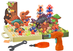 Lean-toys Stavebnice 3D Stavební Puzzle Diy Dinosauři Roztáčení Vrtačka