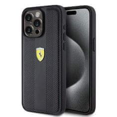 Ferrari hard kryt iPhone 15 PRO MAX 6.7" Black Leather Hot Stamp Groove Pattern