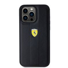 Ferrari hard kryt iPhone 15 PRO MAX 6.7" Black Leather Hot Stamp Groove Pattern