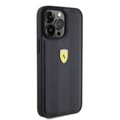 Ferrari hard kryt iPhone 15 PRO MAX 6.7" Black Leather Hot Stamp Groove Pattern