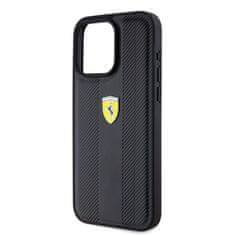 Ferrari hard kryt iPhone 15 PRO MAX 6.7" Black Leather Hot Stamp Groove Pattern