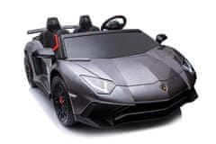 KECJA Lamborghini Aventador Sv Na Akumulator Dla 2 Dzieci Szary + Silnik Bezszczotkowy + Pompowane Koła + Audio Led