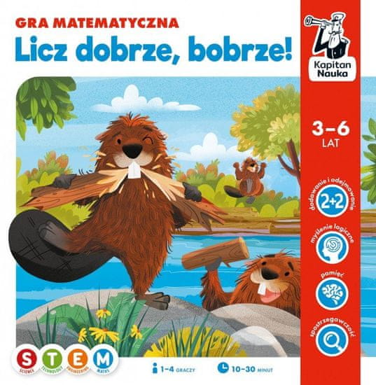 KECJA Gra Edukacyjna "Licz Dobrze Bobrze!" Dla Dzieci 3-6 Lat Matematyczno-Logiczna Rozrywka + Nauka Liczenia