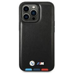 Bmw BMHMP14L22PTDK hard silikonové pouzdro iPhone 14 PRO 6.1" black Leather Stamp Tricolor MagSafe