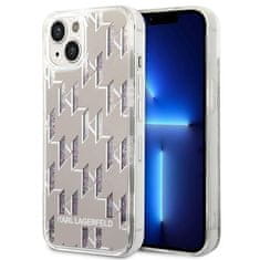 Karl Lagerfeld KLHCP14SLMNMS hard silikonové pouzdro iPhone 14 6.1" silver Liquid Glitter Monogram