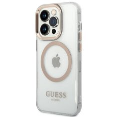 Guess GUHMP14XHTRMD hard silikonové pouzdro iPhone 14 PRO MAX 6.7" gold Metal Outline Magsafe