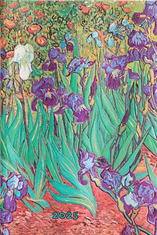 Diář Van Gogh’s Irises 2025 - Mini, horizontální členění