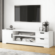 MUVU Tv Skříň Bílá Stojící Tv Komoda Moderní 120 Cm