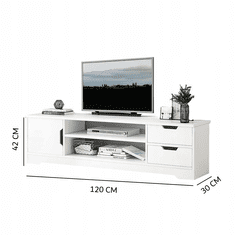 MUVU Tv Skříň Bílá Stojící Tv Komoda Moderní 120 Cm