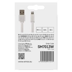 Emos Nabíjecí a datový kabel USB-A 2.0 / Lightning MFi, 1 m, bílý