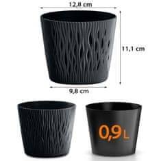 Prosperplast Květináč s vkladem SANDY ROUND Obal na květník 12,8 cm - Antracit