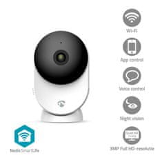 Nedis SmartLife chytrá IP kamera 3MPx Full HD 2304x1296, vnitřní, 2-pásmová WiFi 2.4 a 5 GHz, Onvif (WIFICI12CWT)