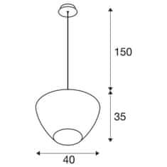 SLV BIG WHITE (SLV) PANTILO CONVEX 40 závěsné svítidlo, 150cm, E27, max. 40W, bílé 1007878