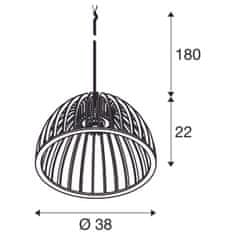 SLV BIG WHITE (SLV) WUD závěsné světlo, E27, půlkulaté, otevřená koncovka kabelu, 1x max. 60W, černá 1008045