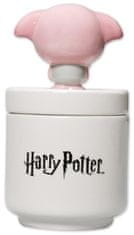 CurePink Skleněná dóza DHarry Potter: Kawaii Dobby (výška 14 cm|objem 180 ml)