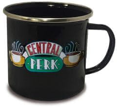 CurePink Smaltovaný hrnek Friends|Přátelé: Central Perk & Logo (objem 400 ml)