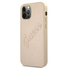 Guess GUHCP12LRSAVSLG hard silikonové pouzdro iPhone 12 Pro MAX 6,7" gold Saffiano Vintage Script