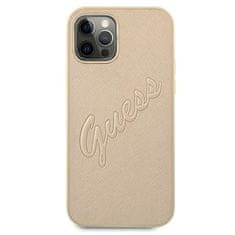 Guess GUHCP12LRSAVSLG hard silikonové pouzdro iPhone 12 Pro MAX 6,7" gold Saffiano Vintage Script