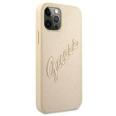 Guess GUHCP12LRSAVSLG hard silikonové pouzdro iPhone 12 Pro MAX 6,7" gold Saffiano Vintage Script