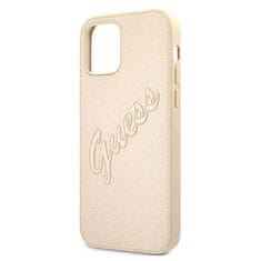 Guess GUHCP12LRSAVSLG hard silikonové pouzdro iPhone 12 Pro MAX 6,7" gold Saffiano Vintage Script