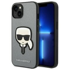 Karl Lagerfeld KLHCP14MSAPKHG hard silikonové pouzdro iPhone 14 PLUS 6.7" silver Saffiano Karl`s Head Patch