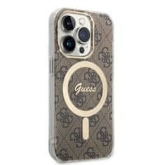 Guess GUBPP14LH4EACSW sada nabíječky MagSafe a pouzdra na iPhone 14 PRO 6.1" brown 4G Print MagSafe