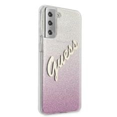 Guess GUHCS21MPCUGLSPI hard silikonové pouzdro Samsung Galaxy S21 PLUS 5G pink Glitter Gradient Script