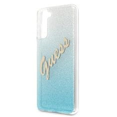 Guess GUHCS21MPCUGLSBL hard silikonové pouzdro Samsung Galaxy S21 PLUS 5G blue Glitter Gradient Script