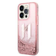 Karl Lagerfeld KLHCP14LLBKLCP hard silikonové pouzdro iPhone 14 PRO 6.1" pink Liquid Glitter Big KL