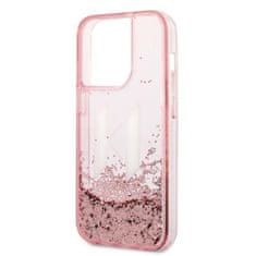 Karl Lagerfeld KLHCP14LLBKLCP hard silikonové pouzdro iPhone 14 PRO 6.1" pink Liquid Glitter Big KL