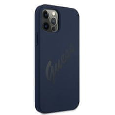 Guess GUHCP12LLSVSBL hard silikonové pouzdro iPhone 12 Pro MAX 6.7" blue Script Vintage