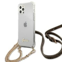 Guess GUHCP12MKC4GSGO hard silikonové pouzdro iPhone 12 / 12 Pro 6.1" transparent 4G Gold Chain