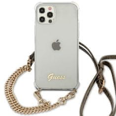 Guess GUHCP12MKC4GSGO hard silikonové pouzdro iPhone 12 / 12 Pro 6.1" transparent 4G Gold Chain