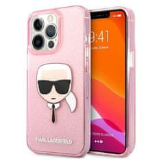 Karl Lagerfeld KLHCP13XKHTUGLP hard silikonové pouzdro iPhone 13 Pro MAX 6.7" pink Glitter Karl`s Head