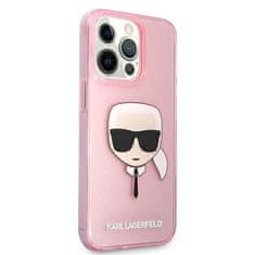 Karl Lagerfeld KLHCP13XKHTUGLP hard silikonové pouzdro iPhone 13 Pro MAX 6.7" pink Glitter Karl`s Head