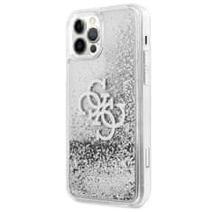 Guess GUHCP12LLG4GSI hybrid silikonové pouzdro iPhone 12 Pro MAX 6.7" silver 4G logo liquid glitter