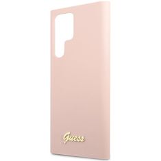 Guess GUHCS23LLSLMGPP hard silikonové pouzdro Samsung Galaxy S23 ULTRA 5G pink Silicone Script Metal Logo