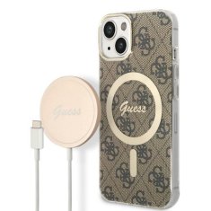 Guess GUBPP14MH4EACSW sada nabíječky MagSafe a pouzdra na iPhone 14 PLUS 6.7" brown 4G Print MagSafe