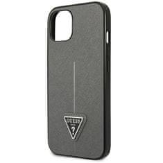 Guess GUHCP14SPSATLG hard silikonové pouzdro iPhone 14 6.1" silver Saffiano Triangle Logo