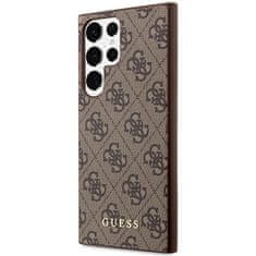 Guess GUHCS23LG4GFBR hard silikonové pouzdro Samsung Galaxy S23 ULTRA 5G brown 4G Metal Gold Logo