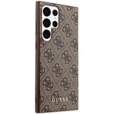 Guess GUHCS23LG4GFBR hard silikonové pouzdro Samsung Galaxy S23 ULTRA 5G brown 4G Metal Gold Logo