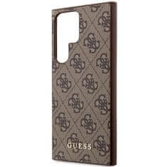 Guess GUHCS23LG4GFBR hard silikonové pouzdro Samsung Galaxy S23 ULTRA 5G brown 4G Metal Gold Logo