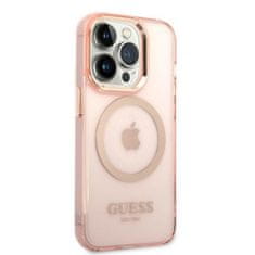 Guess GUHMP14LHTCMP hard silikonové pouzdro iPhone 14 PRO 6.1" pink Gold Outline Translucent MagSafe