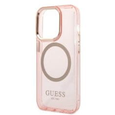 Guess GUHMP14LHTCMP hard silikonové pouzdro iPhone 14 PRO 6.1" pink Gold Outline Translucent MagSafe