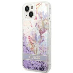 Guess GUHCP14MLFLSU hard silikonové pouzdro iPhone 14 PLUS 6.7" purple Flower Liquid Glitter