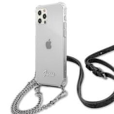 Guess GUHCP12MKC4GSSI hard silikonové pouzdro iPhone 12 / 12 Pro 6.1" transparent 4G Silver Chain