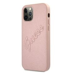 Guess GUHCP12MRSAVSRG hard silikonové pouzdro iPhone 12 / 12 Pro 6,1" pink Saffiano Vintage Script