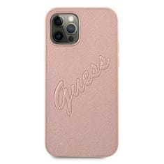 Guess GUHCP12MRSAVSRG hard silikonové pouzdro iPhone 12 / 12 Pro 6,1" pink Saffiano Vintage Script