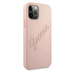 Guess GUHCP12MRSAVSRG hard silikonové pouzdro iPhone 12 / 12 Pro 6,1" pink Saffiano Vintage Script